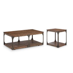 2 piece coffee table and end table set in bourbon