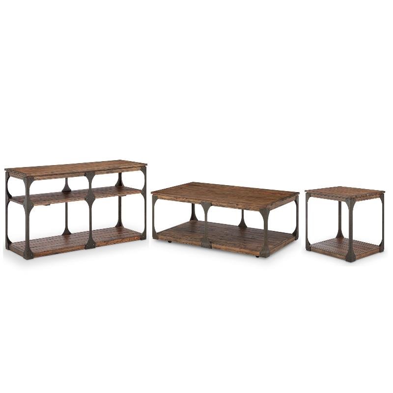3 Piece Coffee Table and End Table and Console Table in Bourbon