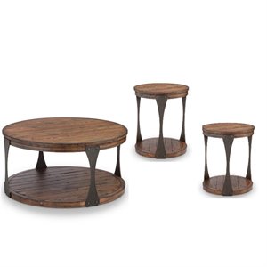 3 piece coffee table and end table set in bourbon