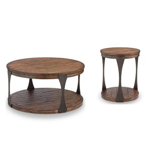 2 piece coffee table set and end table set in bourbon