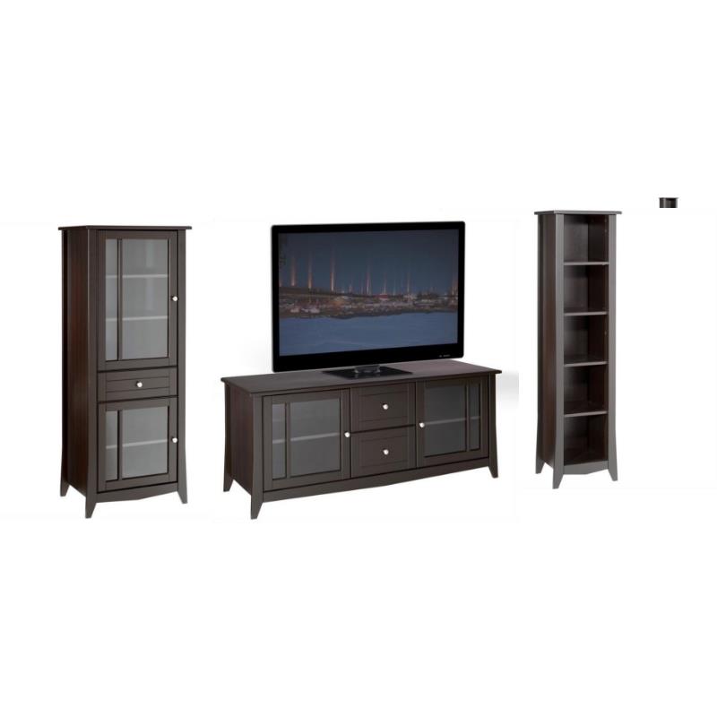 3 Piece Entertainment Set With Tv Stand And Media Curio Cabinets 3 Piece Entertainment Set With Tv Stand And Media Curio Cabinets