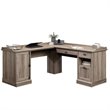 Home Square 2 Piece L-Shaped Computer Desk with Storage Cabinet Set in Salt Oak