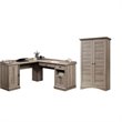 Home Square 2 Piece L-Shaped Computer Desk with Storage Cabinet Set in Salt Oak