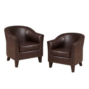 (set of 2) faux leather accent chair in brown