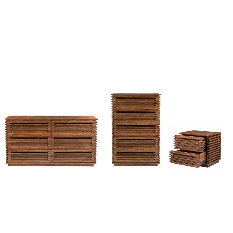 3 Piece Night Stand And Dresser With Chest Set In Walnut 1861089 Pkg