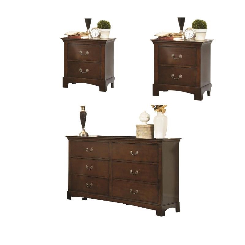 Set of 3 Nightstand and Dresser in Brown Cymax Business