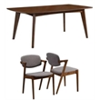 3 Piece Mid Century Modern Dining Set in Dark Walnut