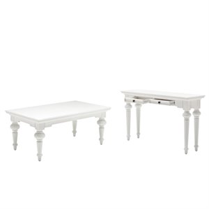 2 Piece Coffee Table and Console Table Set in White