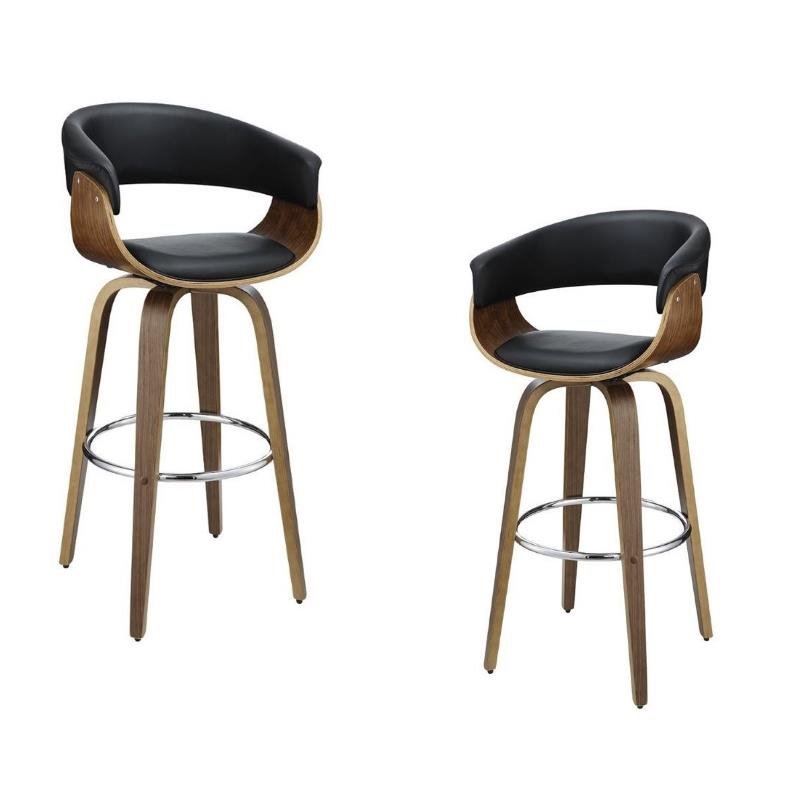 Set of 2 Bar Stools in Black and Walnut Cymax Business