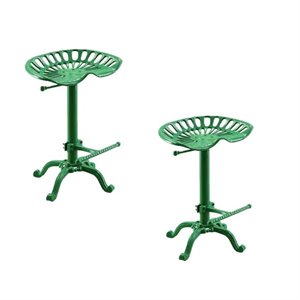(Set of 2)Carolina Classic Vintage Farmhouse Metal Stool in Green