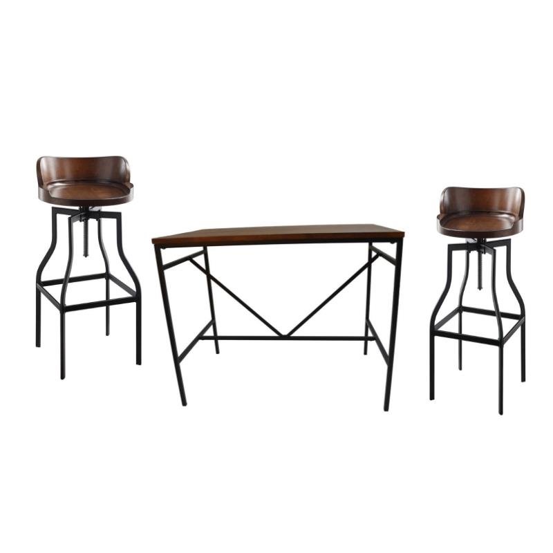 Three Piece Counter Height Bar Table with Adjustable Bar Stools Set