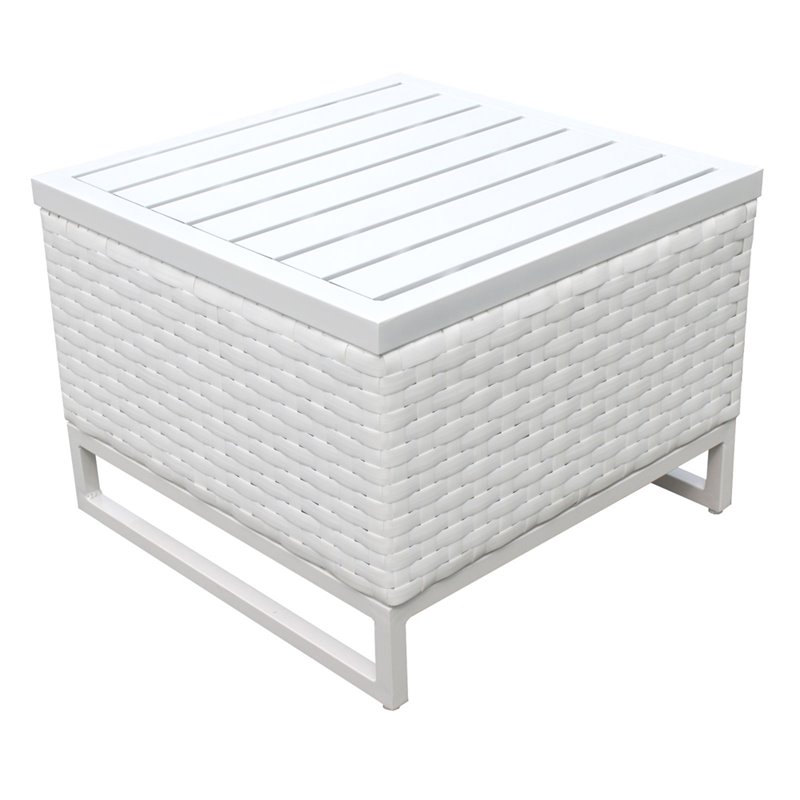 Set of 2 White Wicker End Tables Cymax Business