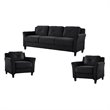 Set of 3 Black Microfiber Sofa and Accent Chair 