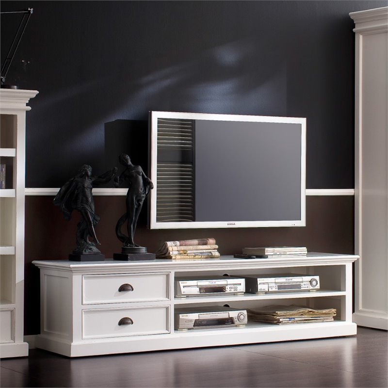 2 Piece Large Entertainment Unit and Bookcase in White