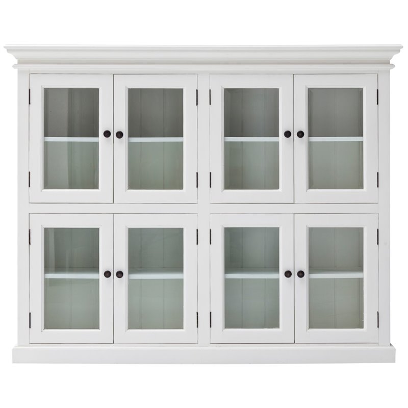 Set Of 2 China Pantry And Bookcase Cabinets With Glass Doors In