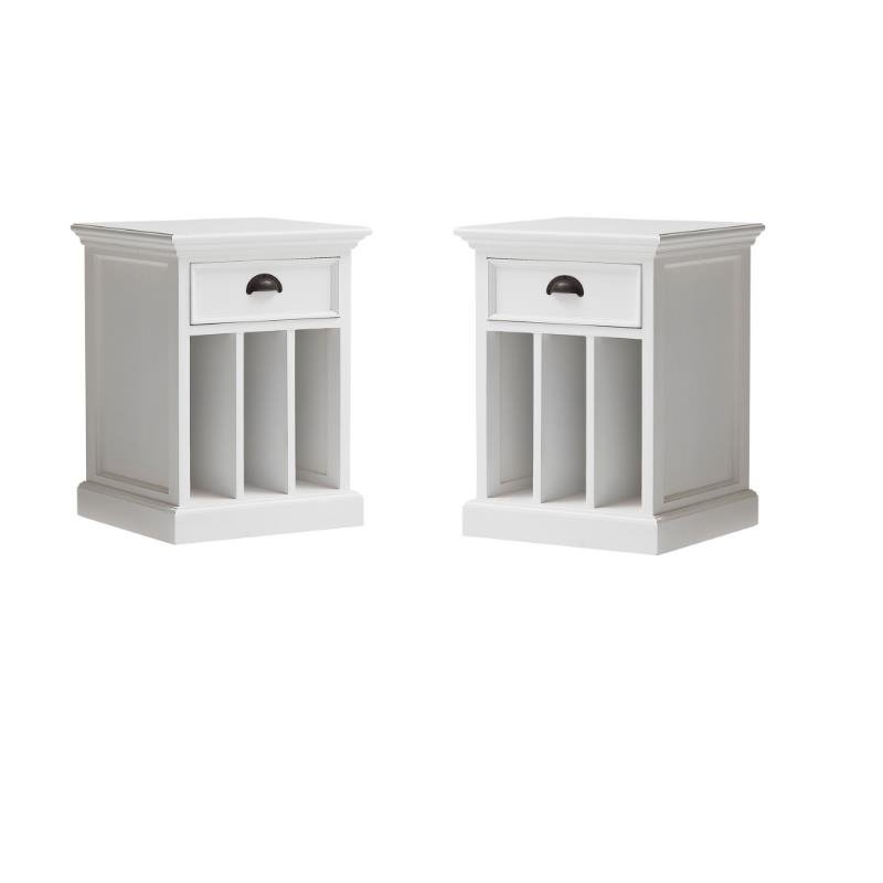 Set of 2 Nightstands with Dividers in White