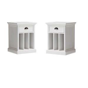 Set of 2 Nightstands with Dividers in White
