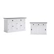 Set of 2 Storage Kitchen Buffet with Drawers and Sliding Door in White