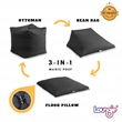 Set of 2 Magic Pouf Grey Linen Beanbag 3 in 1 Ottoman Chair Pillow