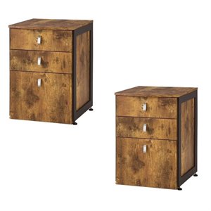 (set of 2) 3 drawer file cabinet in antique nutmeg