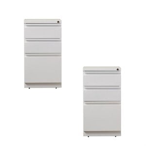 Value Pack (Set of 2) 3 Drawer Mobile File Cabinet in White
