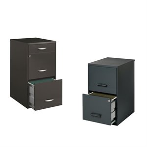 Value Pack (Set of 2) Drawer Filing Cabinet in Black and Charcoal