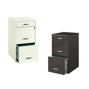value pack (set of 2) 3 drawer file cabinet in charcoal and white