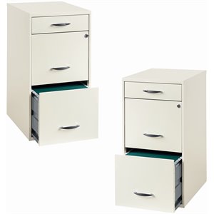 value pack (set of 2) 3 drawer steel file cabinet in white