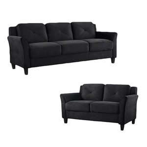 home square microfiber sofa and loveseat set in black