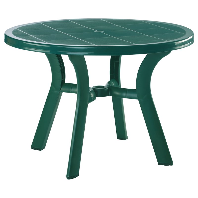 5 Piece 42" Round Resin Patio Table and 4 Resin Dining Arm Chair Set in Green Cymax Business