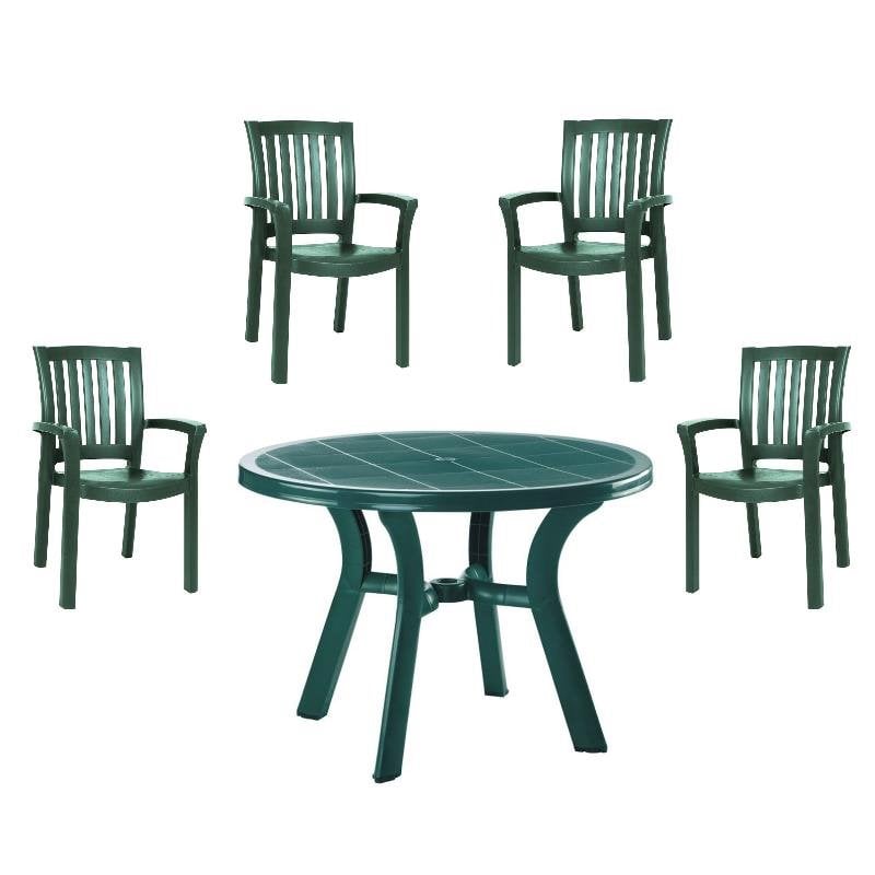 5 Piece 42 Round Resin Patio Table And, Resin Round Patio Table