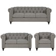 3 Piece Living Room Set with Sofa Loveseat and Armchair in Gray