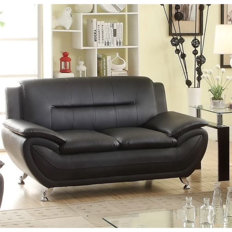2 Piece Faux Leather Modern Sofa And, Modern Leather Sofa And Loveseat Set