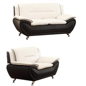 2 piece living room set with 2 tone loveseat and armchair in black/beige