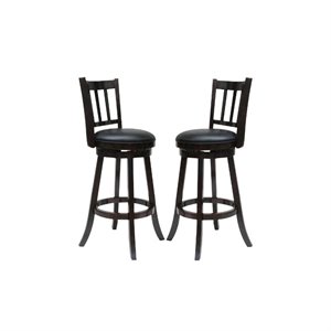Solid Hardwood 29&quot Swivel Bar Stool in Cappuccino Finish - Set of 2