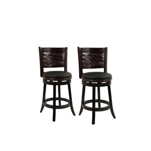 24&quot Classic Casual Design Swivel Counter Stool in Cappuccino - Set of 2
