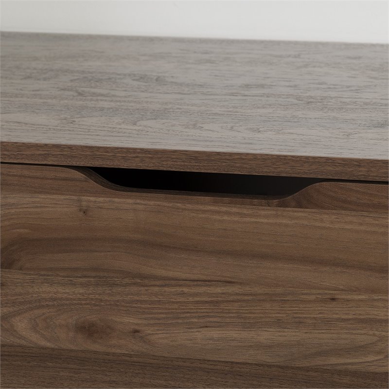 4 PC Queen Platform Bedroom Set with Dresser and 2 Nightstands in Natural Walnut