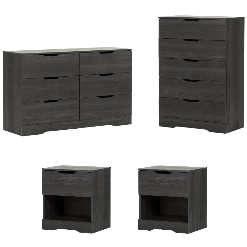 Home Square 4 Piece Bedroom Set with 2 Nightstand Dresser and Chest in Gray Oak Cymax Business