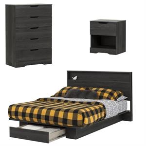 4 piece queen bedroom set with headboard dresser and nightstand in gray oak