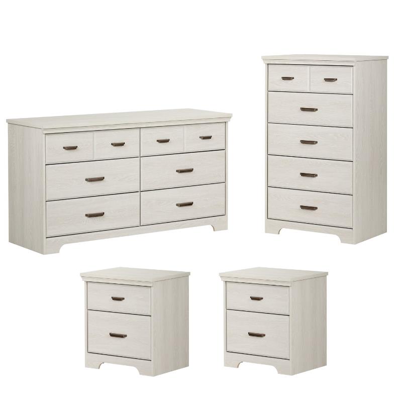 2 Dresser And 2 Nightstand Bedroom Set With Antique Handles In