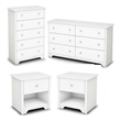 6 Drawer Double Dresser 5 Drawer Dresser and 2 Nightstands Set in Pure White