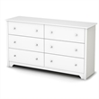 6 Drawer Double Dresser 5 Drawer Dresser and 2 Nightstands Set in Pure White