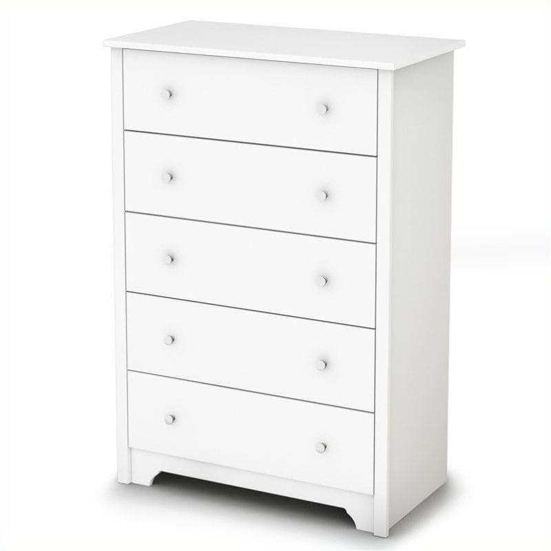 6 Drawer Double Dresser 5 Drawer Dresser and 2 Nightstands Set in Pure White