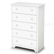 6 Drawer Double Dresser 5 Drawer Dresser and 2 Nightstands Set in Pure White