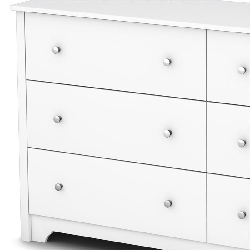 6 Drawer Double Dresser 5 Drawer Dresser and 2 Nightstands Set in Pure White