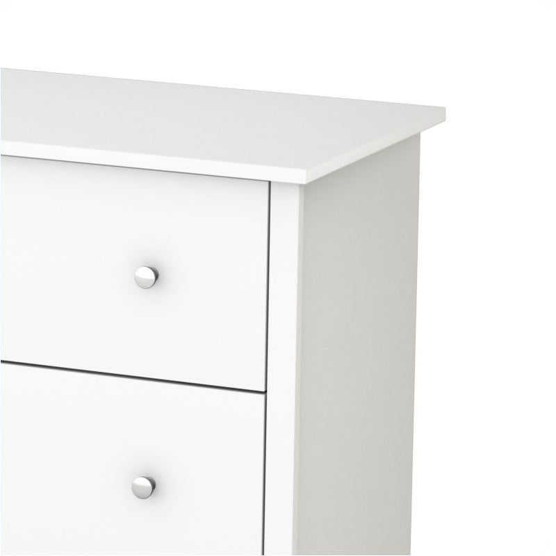 6 Drawer Double Dresser 5 Drawer Dresser and 2 Nightstands Set in Pure White