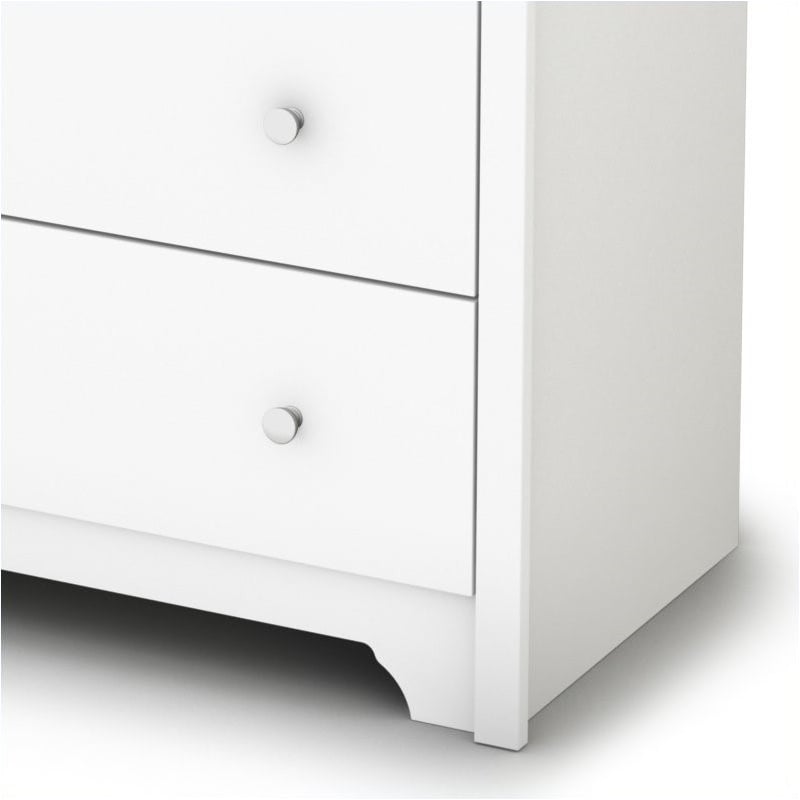6 Drawer Double Dresser 5 Drawer Dresser and 2 Nightstands Set in Pure White