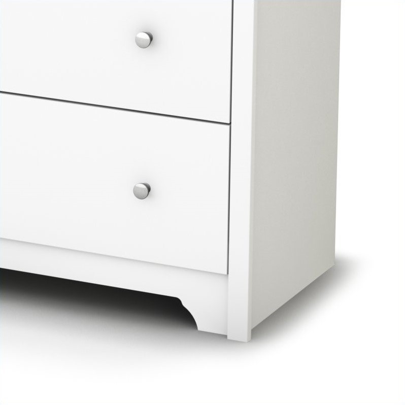 6 Drawer Double Dresser and 2 Nightstands Bedroom Set in White & Nickel Handles