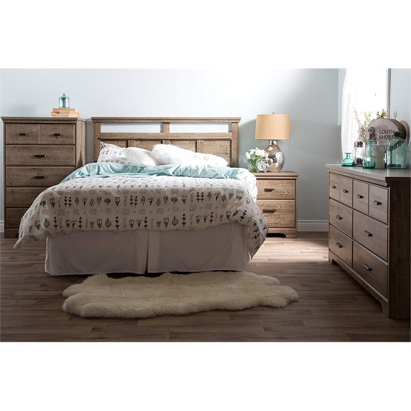 4Pcs Wood Double Dresser 5 Drawer Dresser and 2 Nightstands