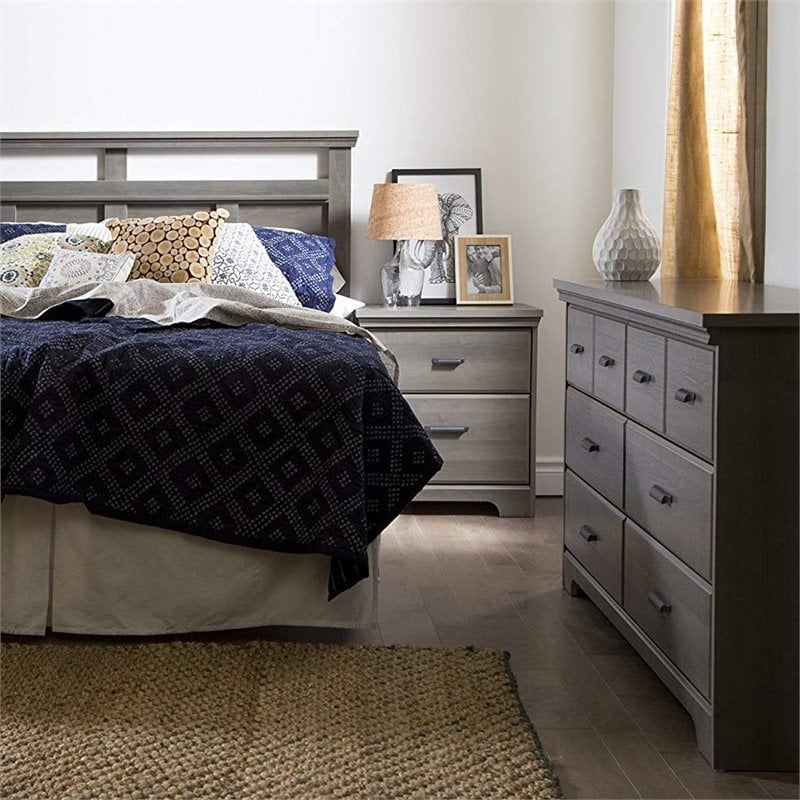 Home Square 2 Piece Bedroom Set with Dresser and Nightstand in Gray Maple